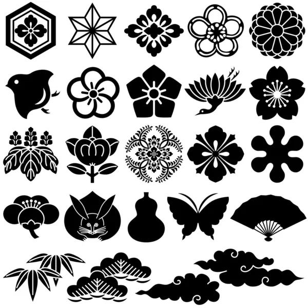 Icônes traditionnelles japonaises — Image vectorielle