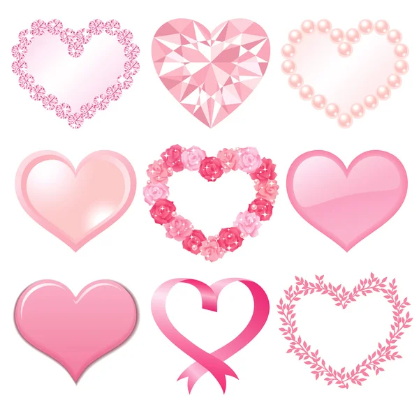 Conjunto de corazones rosados — Foto de Stock