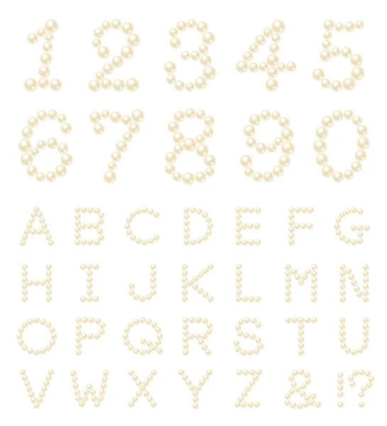 Conjunto Números Perlas Alfabetos Ilustración —  Fotos de Stock