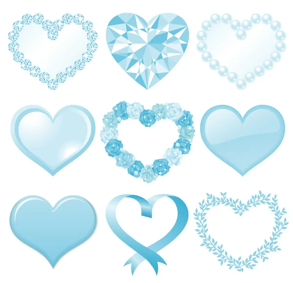 Set Blue Heart Decorations Illustration — Stock Photo, Image