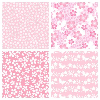 Set of cherry blossom patterns illustration. clipart