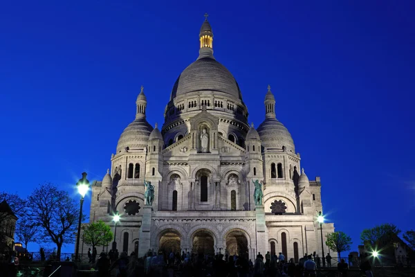 Basiliek van de Sacré coeur nachts — Stockfoto
