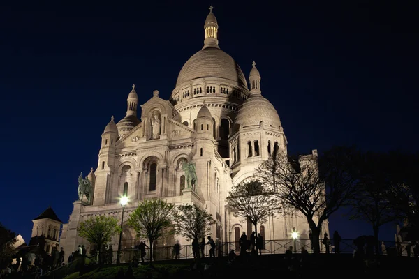 Basiliek van de Sacré coeur nachts — Stockfoto
