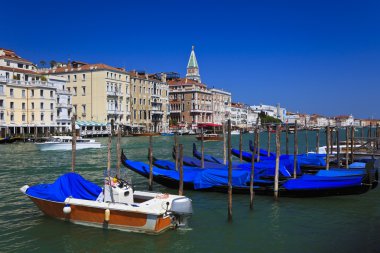 Gondola Parking. Grand canal in Venice. clipart