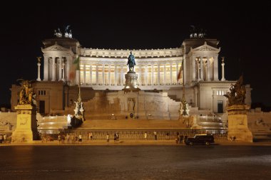 National Monument of Victor Emmanuel II at night, Rome, Italy. clipart