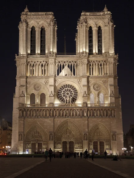 Notre dame de Paris por la noche, Francia —  Fotos de Stock