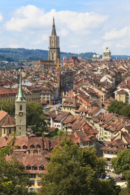 Bern, the capital of Switzerland. Beautiful old town. Prominent cathedral tower. clipart