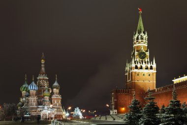 Red Square at night, Moscow, Russia clipart
