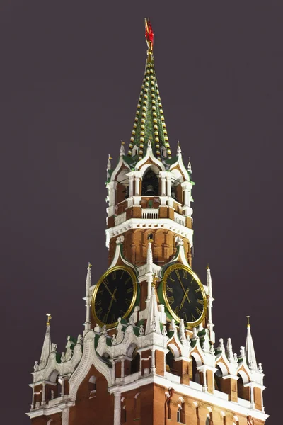 Спасская Башня Кремля Ночной Вид Москва Россия — стоковое фото
