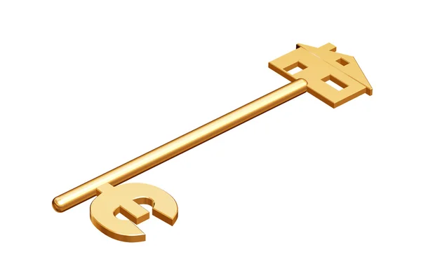 Золотой Ключ Дома Символом Евро — стоковое фото