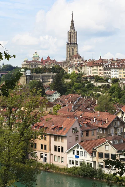 Bern Huvudstad Schweiz Panorama Med Katedralen Och Floden Aare — Stockfoto