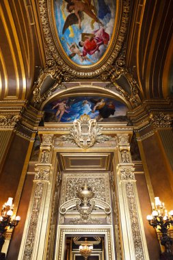 Saray veya opera garnier. büyük fuaye iç. Paris, Fransa.