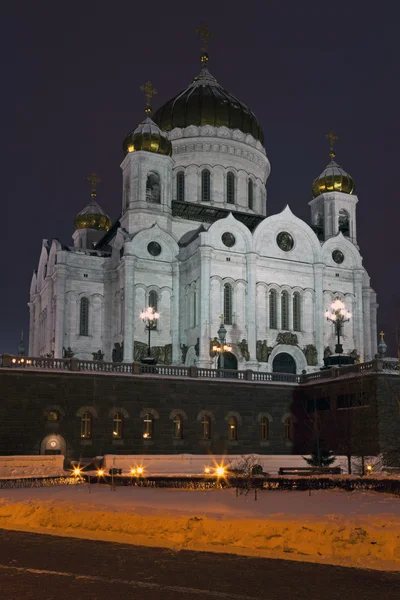 Uitzicht Kathedraal Van Christus Verlosser Bij Nacht Moskou Rusland — Stockfoto