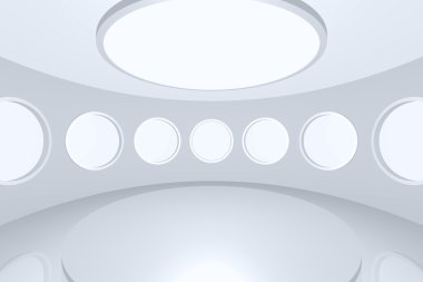 bir modern futuristik iç boş alan yuvarlak 3D görüntüleme