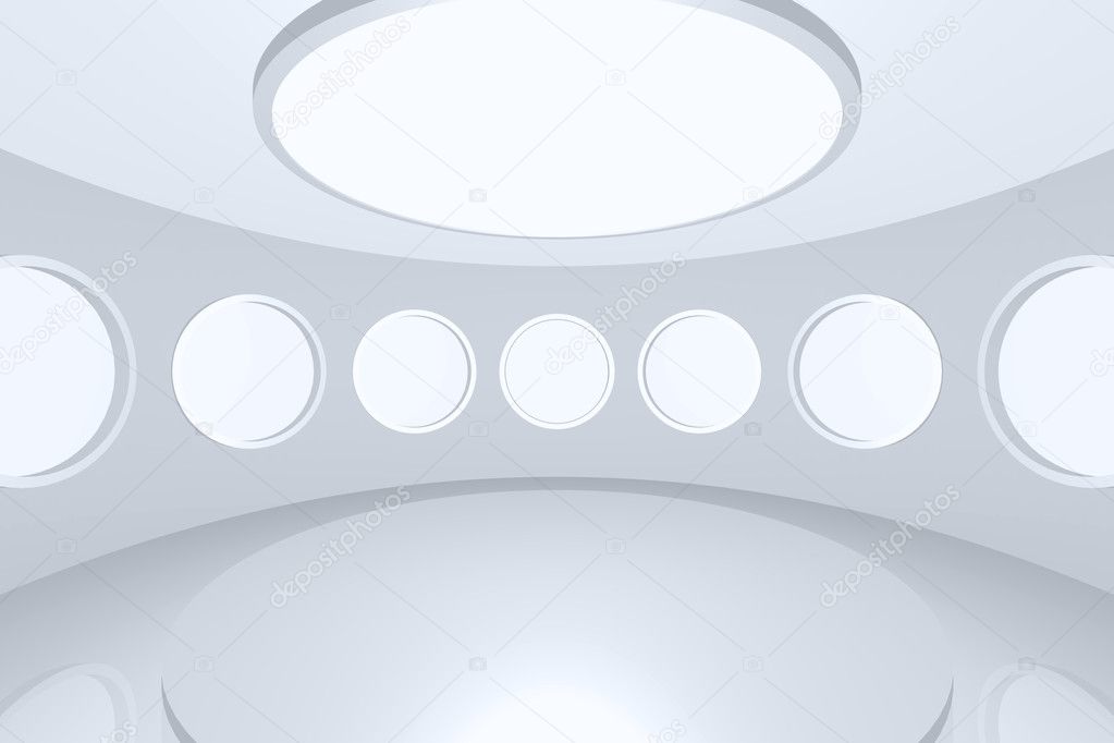 3D visualization of a modern futuristic interior empty space round