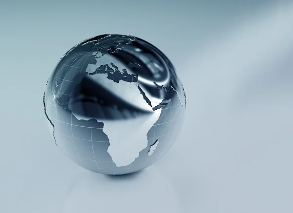 Globe donkere metaal met reflecties — Stockfoto