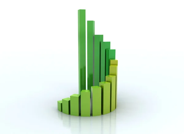 Gráfico espiral crescimento financeiro - verde alaranjado — Fotografia de Stock