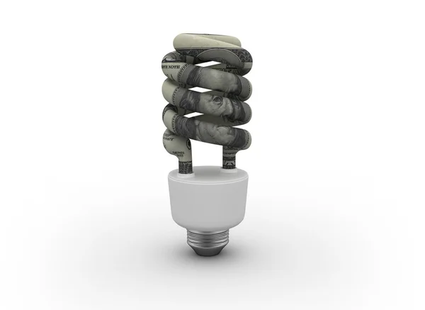 Энергосберегающая лампочка - долларовая текстура — стоковое фото