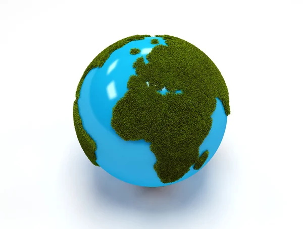 Globe avec des continents d'herbe — Photo