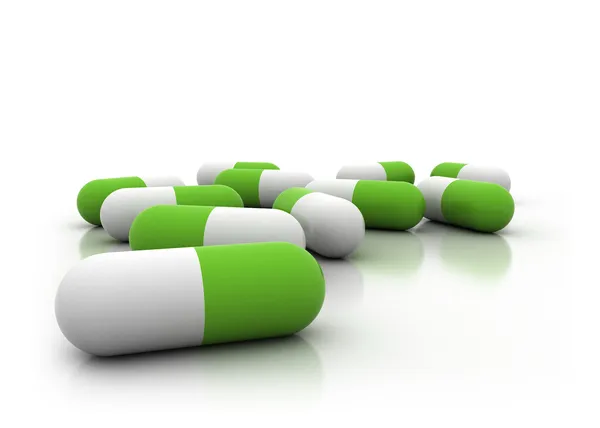 Zelené pilulky — Stock fotografie