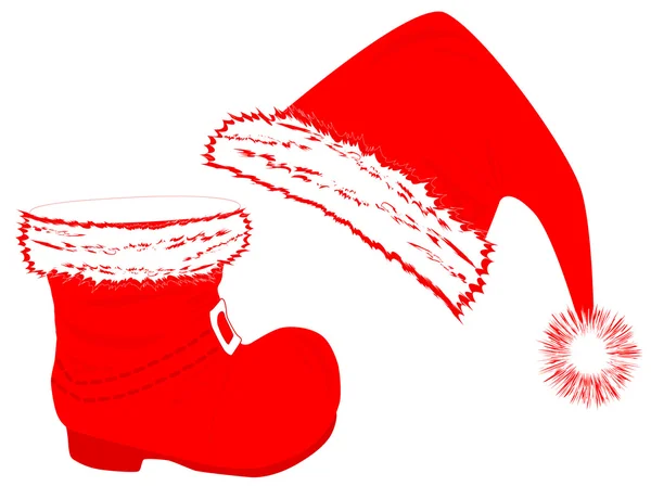 Chapeau et bottes du Père Noël — Image vectorielle