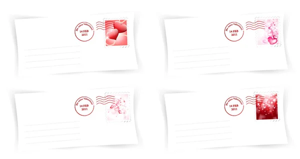 Valentine Day Envelops Collection White — Stock Vector