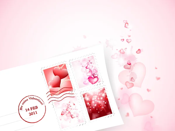 День Святого Валентина Конверт Розовом Фоне Сердца — стоковый вектор