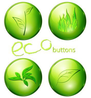 Set of four green eco buttons clipart