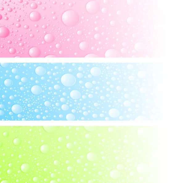 Wet Water Drop Banner Set — Stock Vector