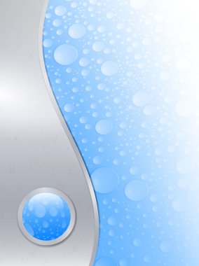 Water background in metal frame with glossy button clipart