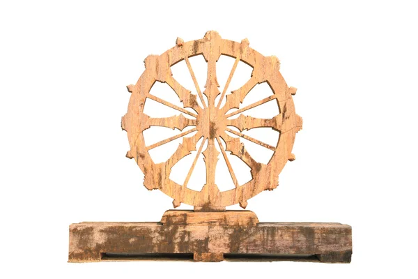 A roda de pedra da lei sobre a madeira — Fotografia de Stock