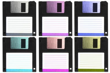 Six color of diskettes. clipart