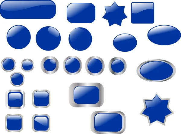 Collection Blue Buttons Vector — Stock Vector