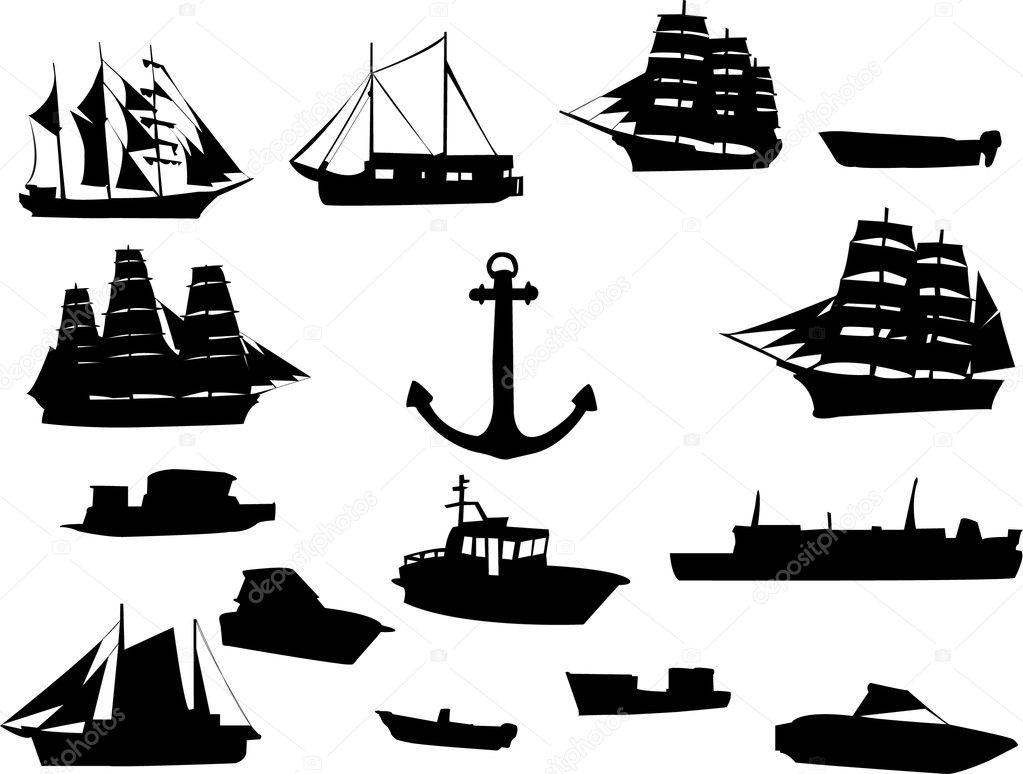 Collection of ships - vector