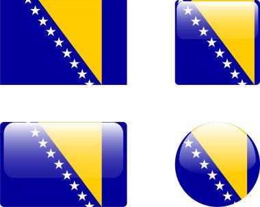 Bosna ve Hersek'te bayrak ve düğmeleri koleksiyonu - vektör