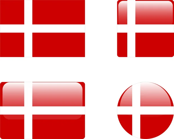 Danimarca Bandiera Collezione Pulsanti Vettore — Vettoriale Stock
