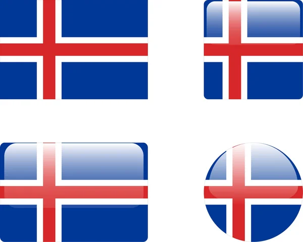 冰岛国旗与按钮集合 — 图库矢量图片