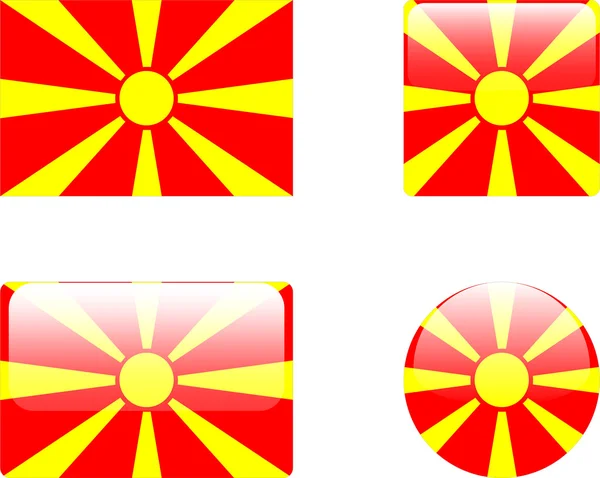 Macedonia Bandera Colección Botones Vector — Vector de stock