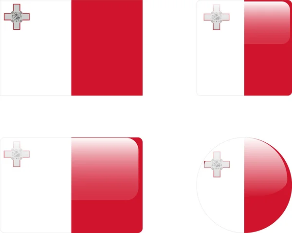 Máltai Zászló Gombok Gyűjteménye Vektor — Stock Vector