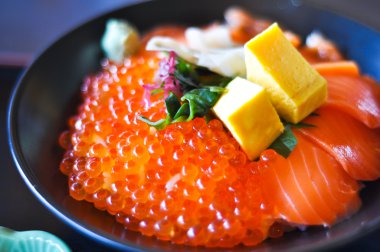 Salmon and Salmon eggs Donburi, Japanese food clipart