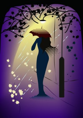 Woman-in-rain mirage (vector) clipart