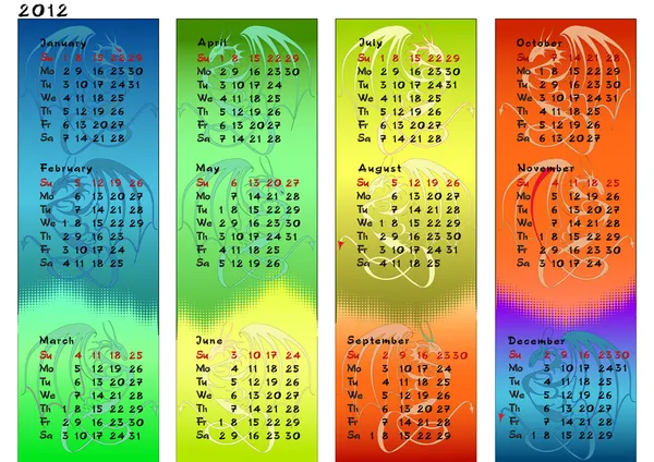 ベクトル ドラゴン カレンダー 2012 — ストックベクタ