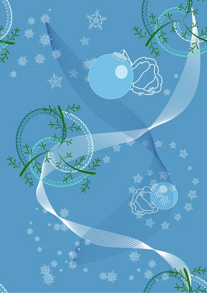 Patrón Año Nuevo Con Snowlakes Rizos Decoraciones Árboles Navidad — Archivo Imágenes Vectoriales