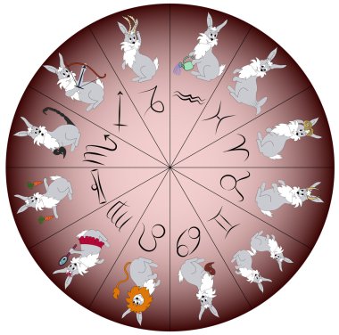 Zodiac sign rabbit clipart