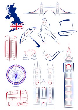 Great Britain sights and symbols clipart