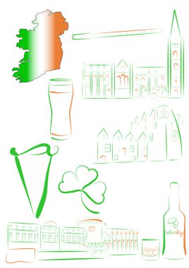 Ireland sights and symbols clipart