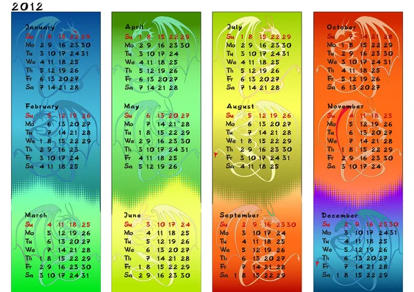 Dragon calendar for year 2012 (vector) — Stock Vector