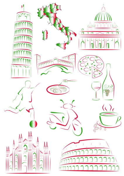 Sites et symboles italiens — Image vectorielle