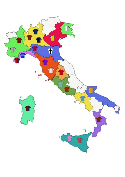 Mapa dos clubes de futebol italianos — Vetor de Stock