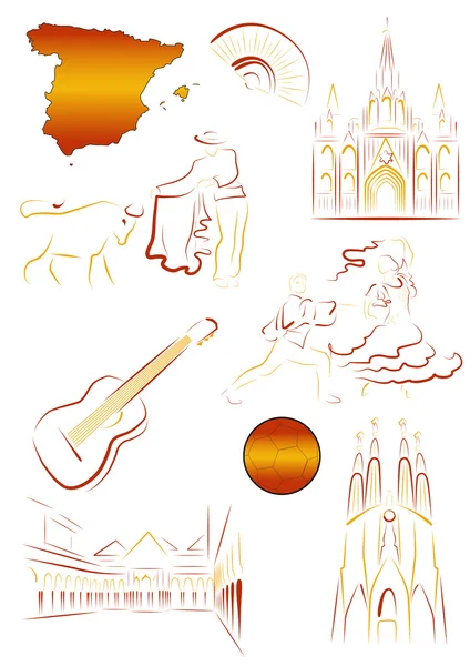 Sites et symboles espagnols — Image vectorielle